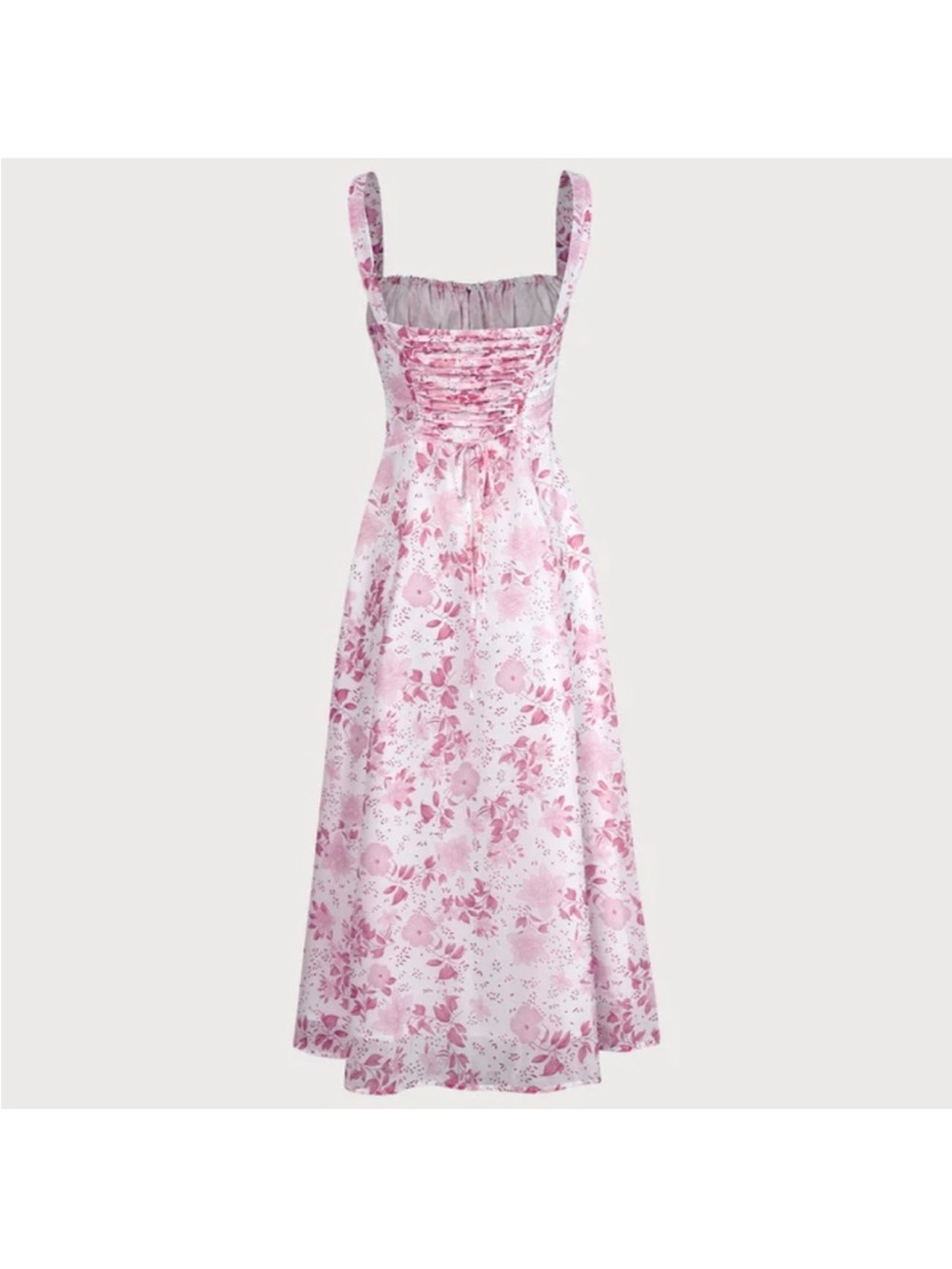 RIHOAS Pink Floral Square-Neck Midi Dress - Picture 7 of 10